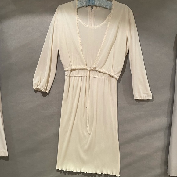 Vintage soft 2pc pleated chiffon blouson dress - Picture 1 of 7